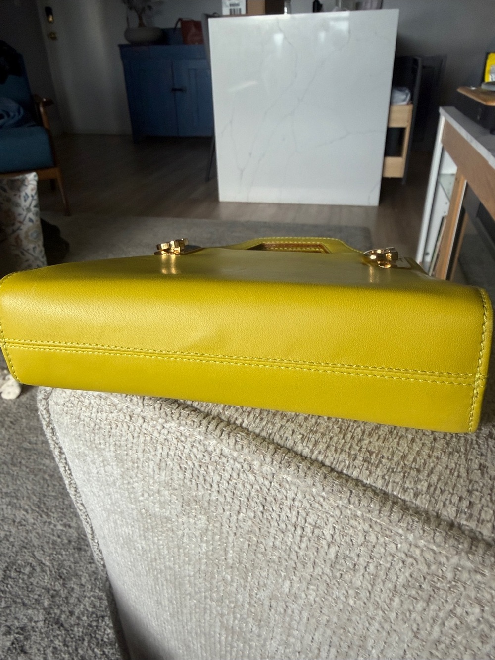 Salvatore Ferragamo Yellow Mini Top-Handle Bag with Gold Hardware - Picture 10 of 10